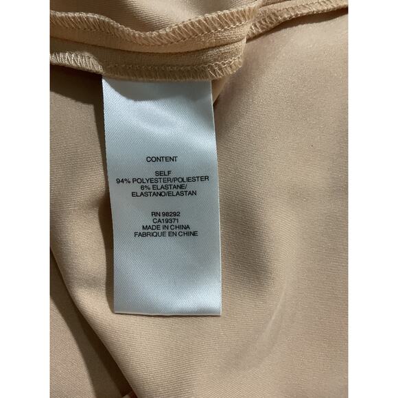 Tibi Structured Crepe Tan Polyester Sculpted Shoulder Top Size 10 - Picture 5 of 5